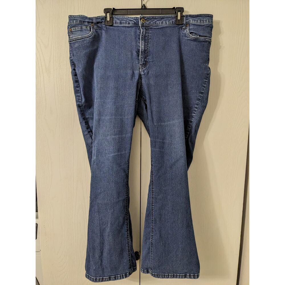Ellos Women's Blue Boot Cut Mid Rise Straight Leg Button Closer Jeans Size 24